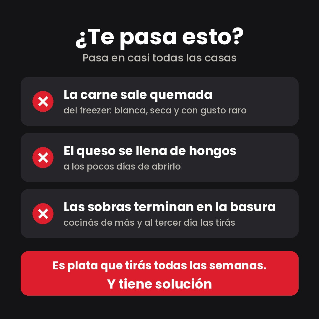 ¿Te pasa esto? Carne quemada en el freezer, queso con hongos, sobras a la basura