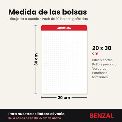 Bolsas para Selladora al Vacío 20x30 cm | Pack x10